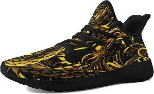 Men's Snake & Floral Sneakers Lightweight Breathable Running Shoes – Trendy Animal Print Athletic Gym Casual Walking Shoes