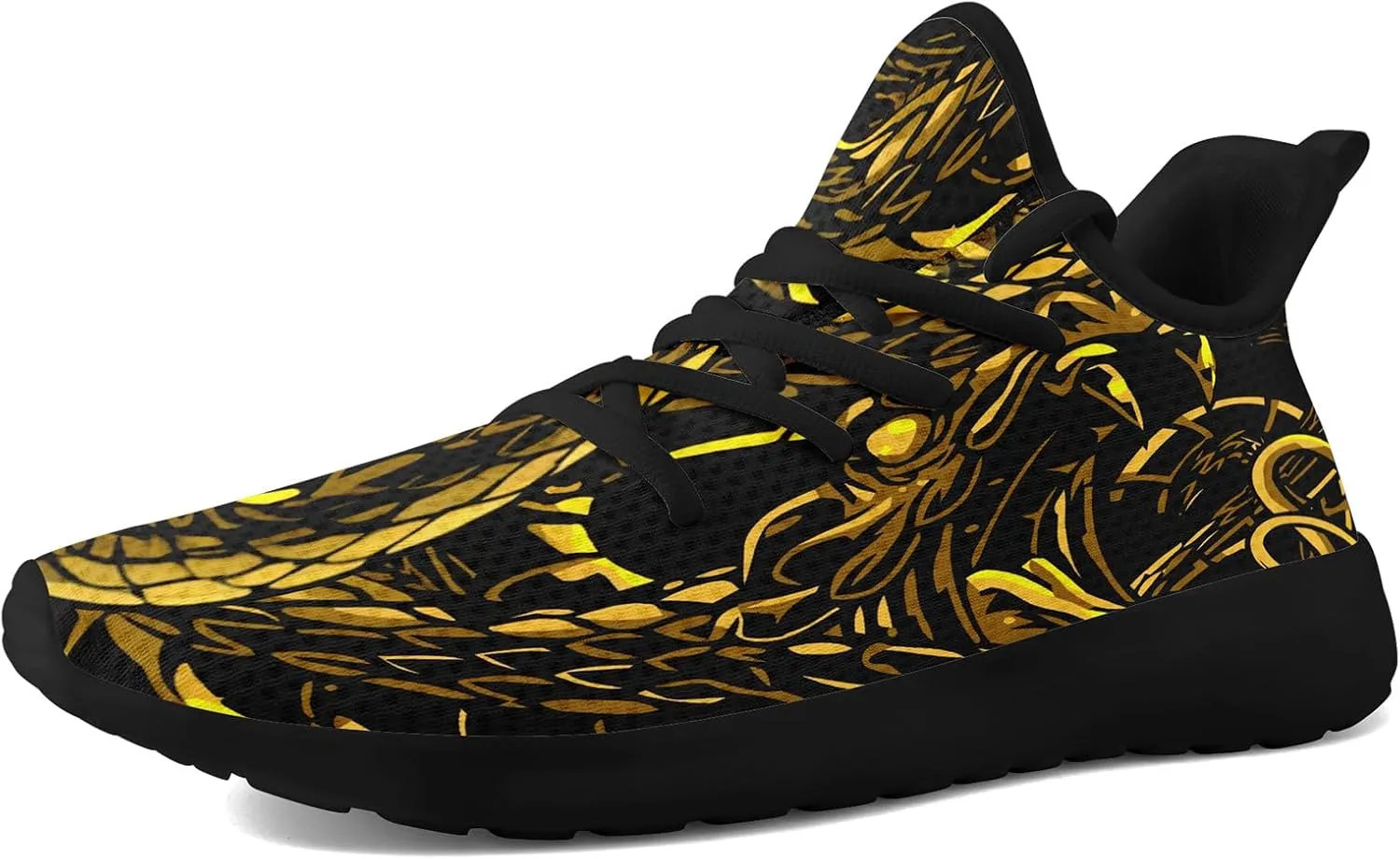Men's Snake & Floral Sneakers Lightweight Breathable Running Shoes – Trendy Animal Print Athletic Gym Casual Walking Shoes