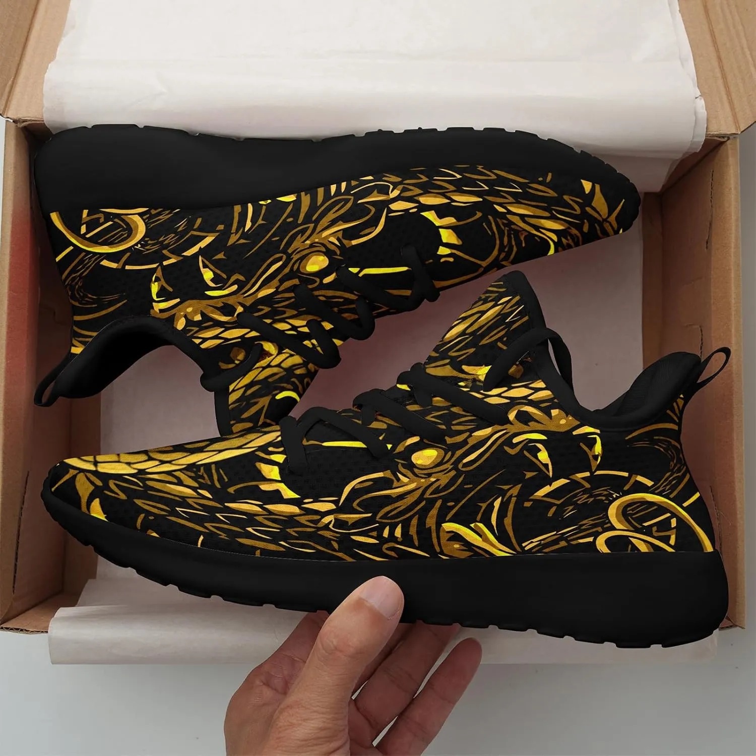 Men's Snake & Floral Sneakers Lightweight Breathable Running Shoes – Trendy Animal Print Athletic Gym Casual Walking Shoes