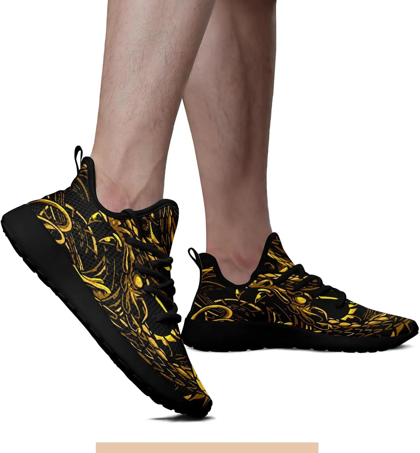 Men's Snake & Floral Sneakers Lightweight Breathable Running Shoes – Trendy Animal Print Athletic Gym Casual Walking Shoes