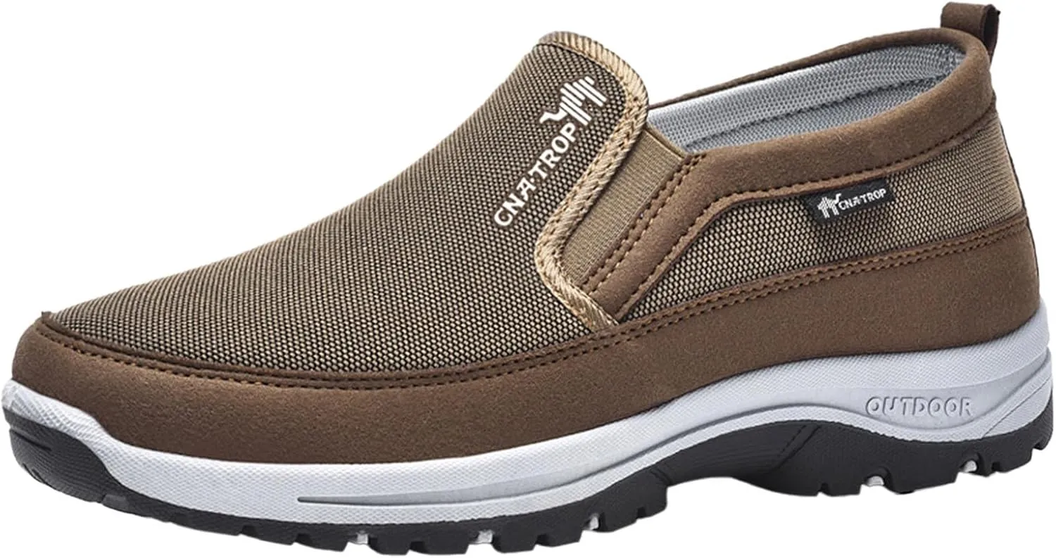 Men's Walking Shoes Waterproof Hiking Breathable Mesh Shoes Slip on Orthopedic Sneakers Outdoor Non Slip Shoe Casual Low Top Boots for Men Climbing Running Workout Daily Work