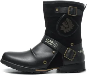 Men's Western Boots with Embroidery Cowboy Boot Zipper Short Boots Footwear with Traditional Round Toe Work Boots