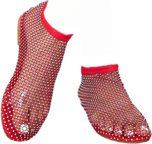 Mesh Shoes Women Flats with Rhinestones, Mesh Embellished Flats, Mesh Ballet Flats for Women, Sparkly Shoes for Women