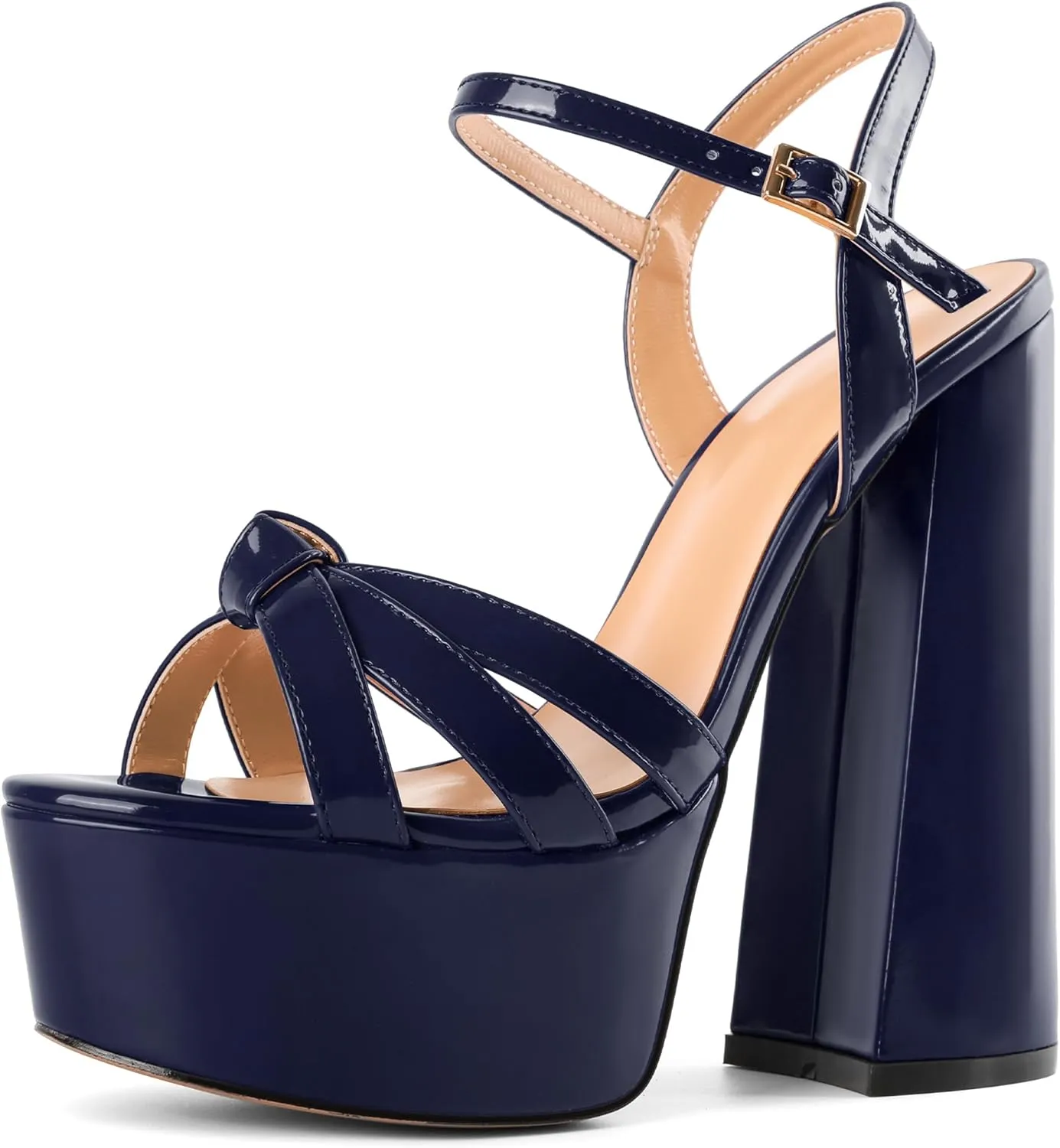 Mettesally Women's Chunky Platform Heels Heeled Sandals Open Toe Ankle Strap Sandals Summer Dress Shoes