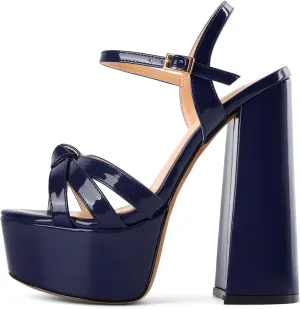 Mettesally Women's Chunky Platform Heels Heeled Sandals Open Toe Ankle Strap Sandals Summer Dress Shoes