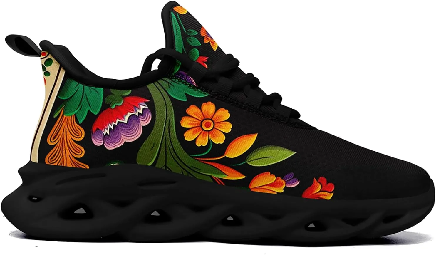 Mexican Floral Print Sneakers for Men & Women - Lightweight Running Shoes Gym Trainers Cushioned Casual Walking Footwear