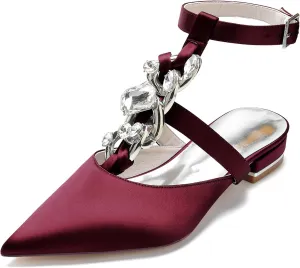 Minishion Evening Flats Shoes Women Slingback Ankle Strap Bridal Wedding Party Pumps Mules BR187