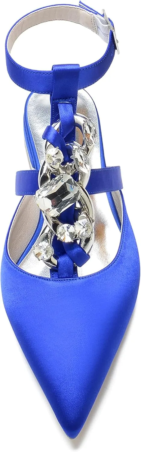 Minishion Evening Flats Shoes Women Slingback Ankle Strap Bridal Wedding Party Pumps Mules BR187
