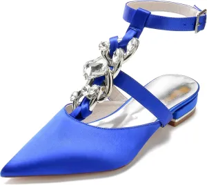 Minishion Evening Flats Shoes Women Slingback Ankle Strap Bridal Wedding Party Pumps Mules BR187