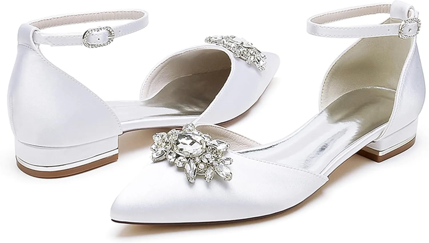Minishion Wedding Shoes for Women Flats Almond Toe Formal Party Evening Pumps with Bows MS323