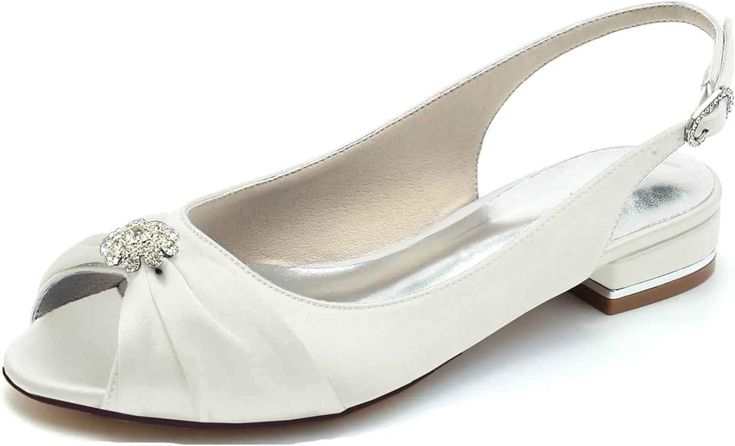 Minishion Womans Girls Dress Flats for Wedding Slingback Peep Toe Evening Formal Sandals Shoes BR236