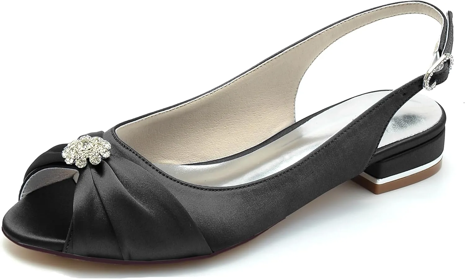 Minishion Womans Girls Dress Flats for Wedding Slingback Peep Toe Evening Formal Sandals Shoes BR236