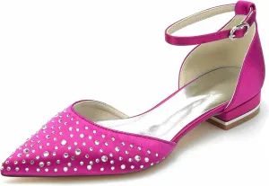 Minishion Womens Girls Party Flats Crystals Beaded Pointed Wedding Evenihg Pumps Shoes BR244
