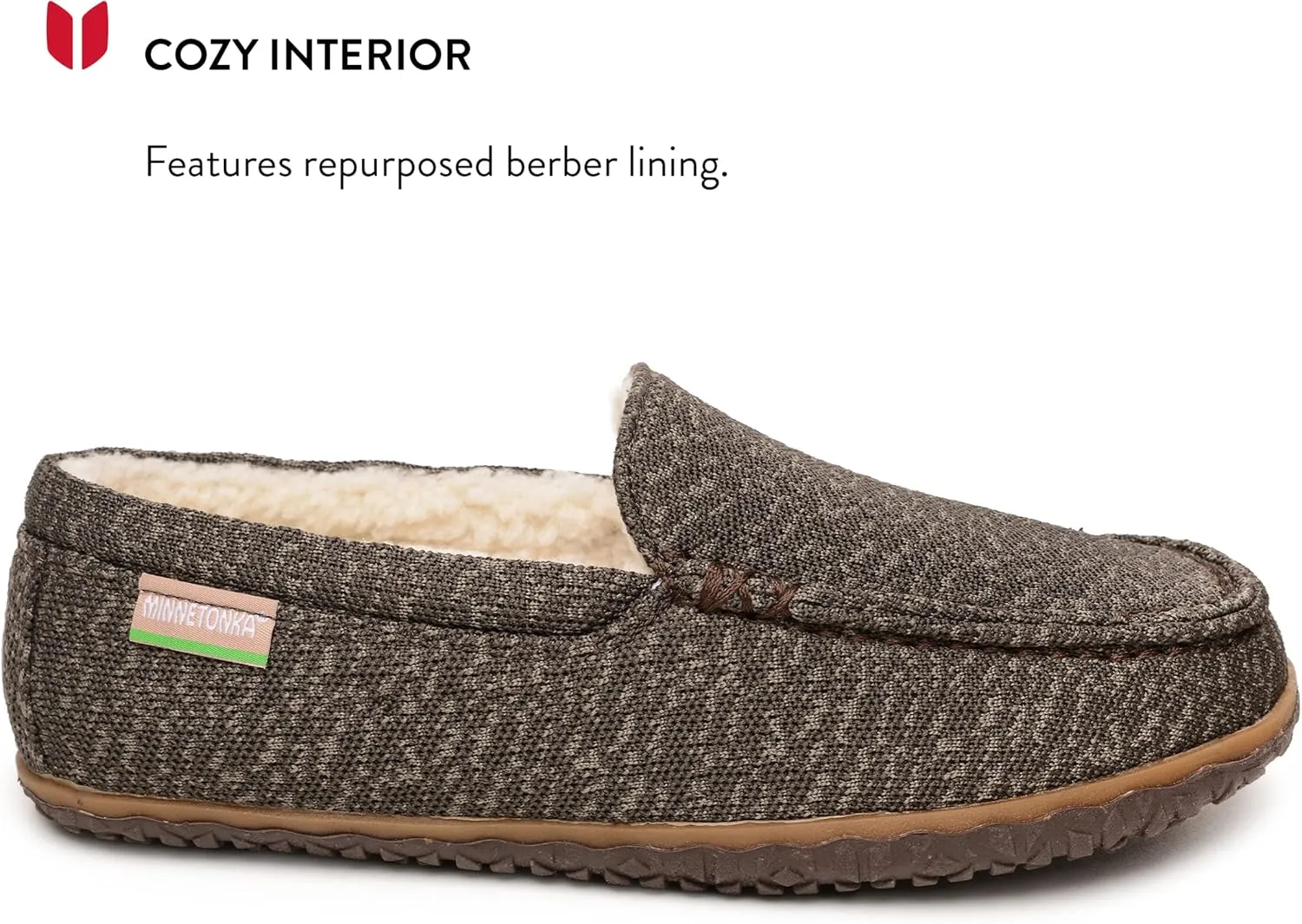 Minnetonka Men’s Ecowise Elm - Slip-On Casual Loafers Designed with Recycled Berber Lining, Removable Contoured Footbed, MinnTREAD Rubber with Rice Husk Sole, and Repurposed Fabric Upper