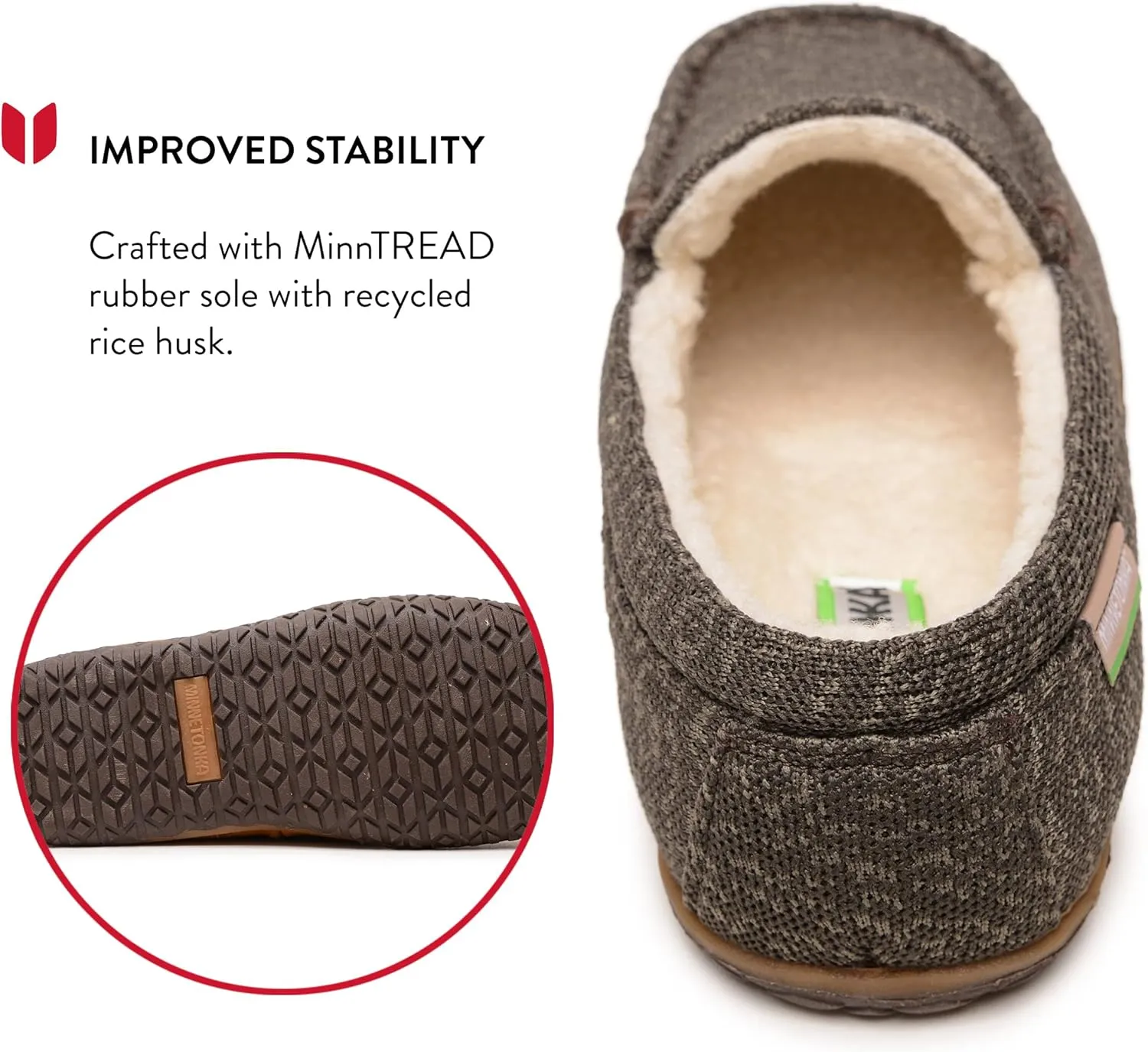 Minnetonka Men’s Ecowise Elm - Slip-On Casual Loafers Designed with Recycled Berber Lining, Removable Contoured Footbed, MinnTREAD Rubber with Rice Husk Sole, and Repurposed Fabric Upper