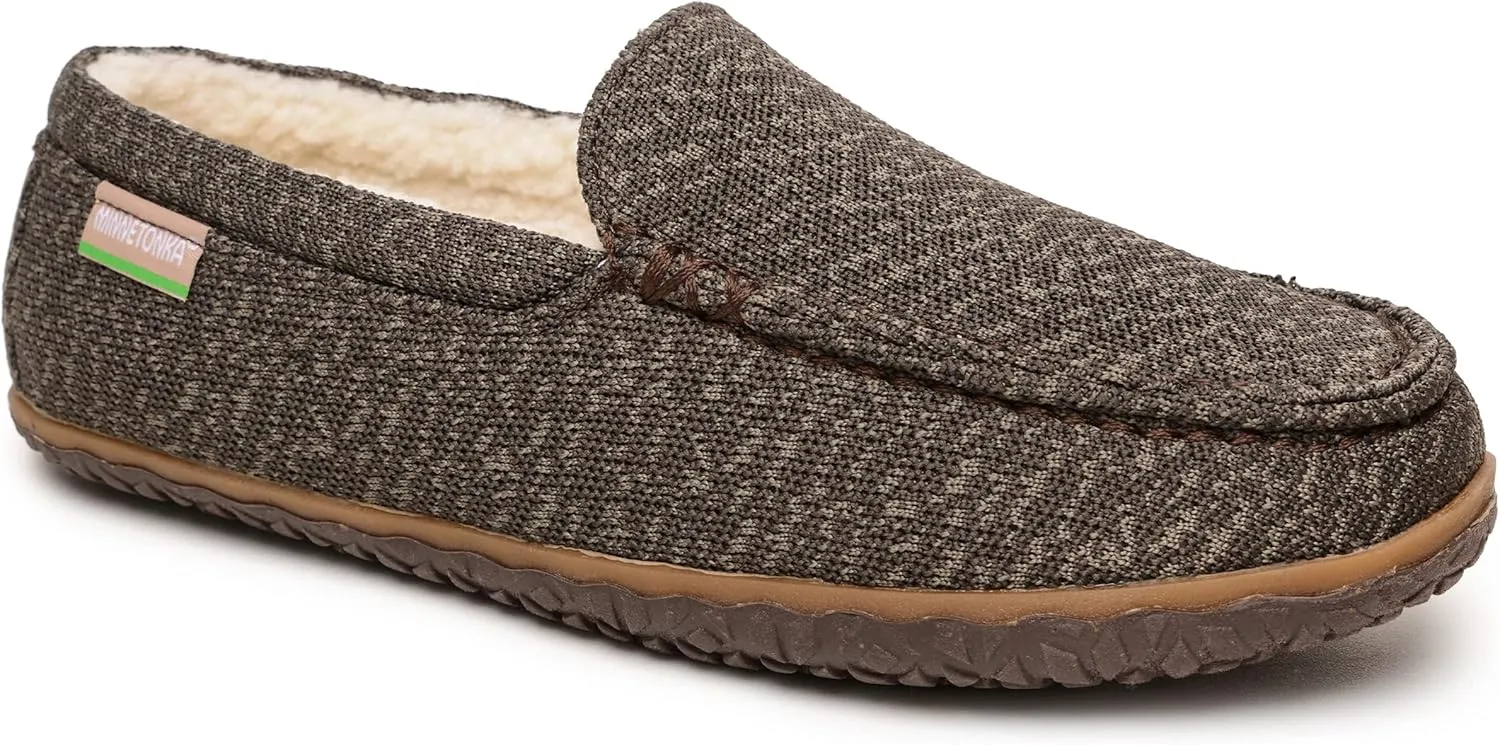 Minnetonka Men’s Ecowise Elm - Slip-On Casual Loafers Designed with Recycled Berber Lining, Removable Contoured Footbed, MinnTREAD Rubber with Rice Husk Sole, and Repurposed Fabric Upper