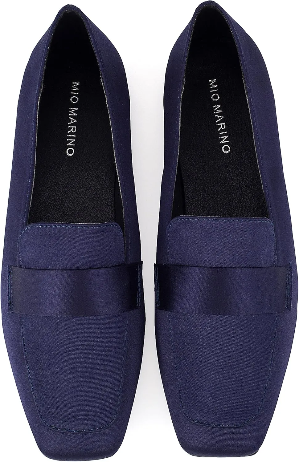 Mio Marino Comfortable Flat Dress Shoes for Women - Square Toe Satin Flats