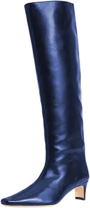 miss left Women Comfortable Low Heel Pull on Knee High Boots Stylish Square Toe Winter Party Fashion Long Boots Size 4-16 US