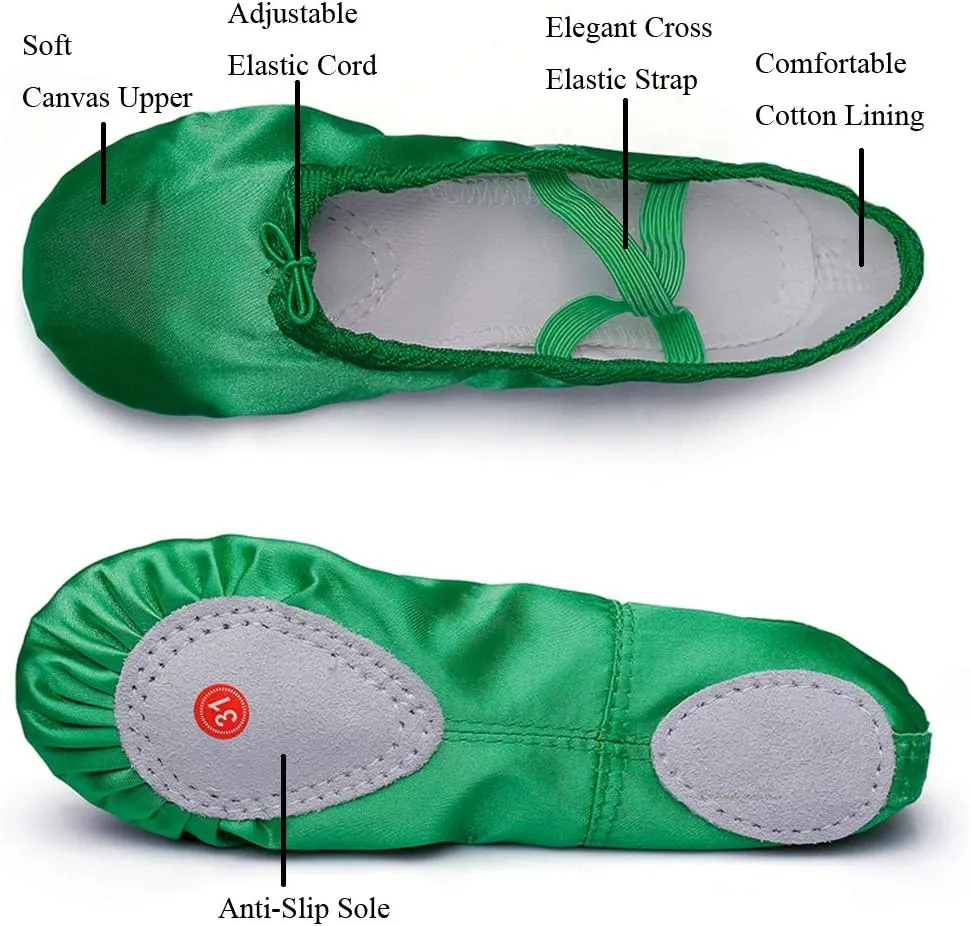 MSMAX Girls Ballet Shoes Toddler Costume Dancing Flats for Kids (Toddler/Little Kid/Big Kid)