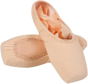 MSMAX Girls Satin Ballet Pointe Shoes Professional Dance Flats