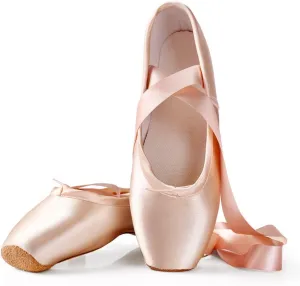MSMAX Professional Pointe Shoes for Girls and Womens Ballet Dance Flats