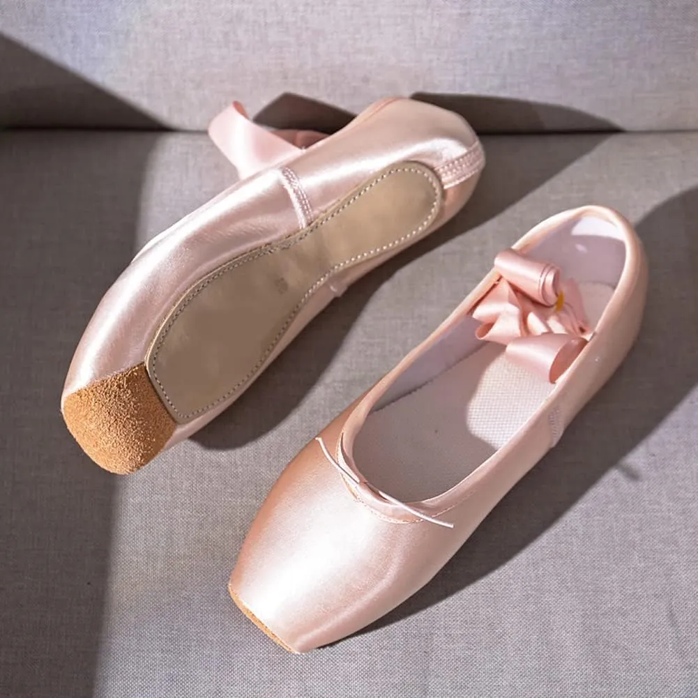 MSMAX Professional Pointe Shoes for Girls and Womens Ballet Dance Flats