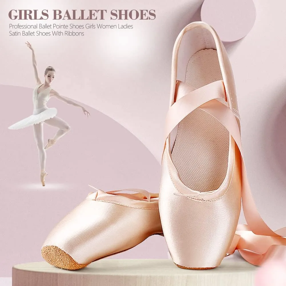 MSMAX Professional Pointe Shoes for Girls and Womens Ballet Dance Flats