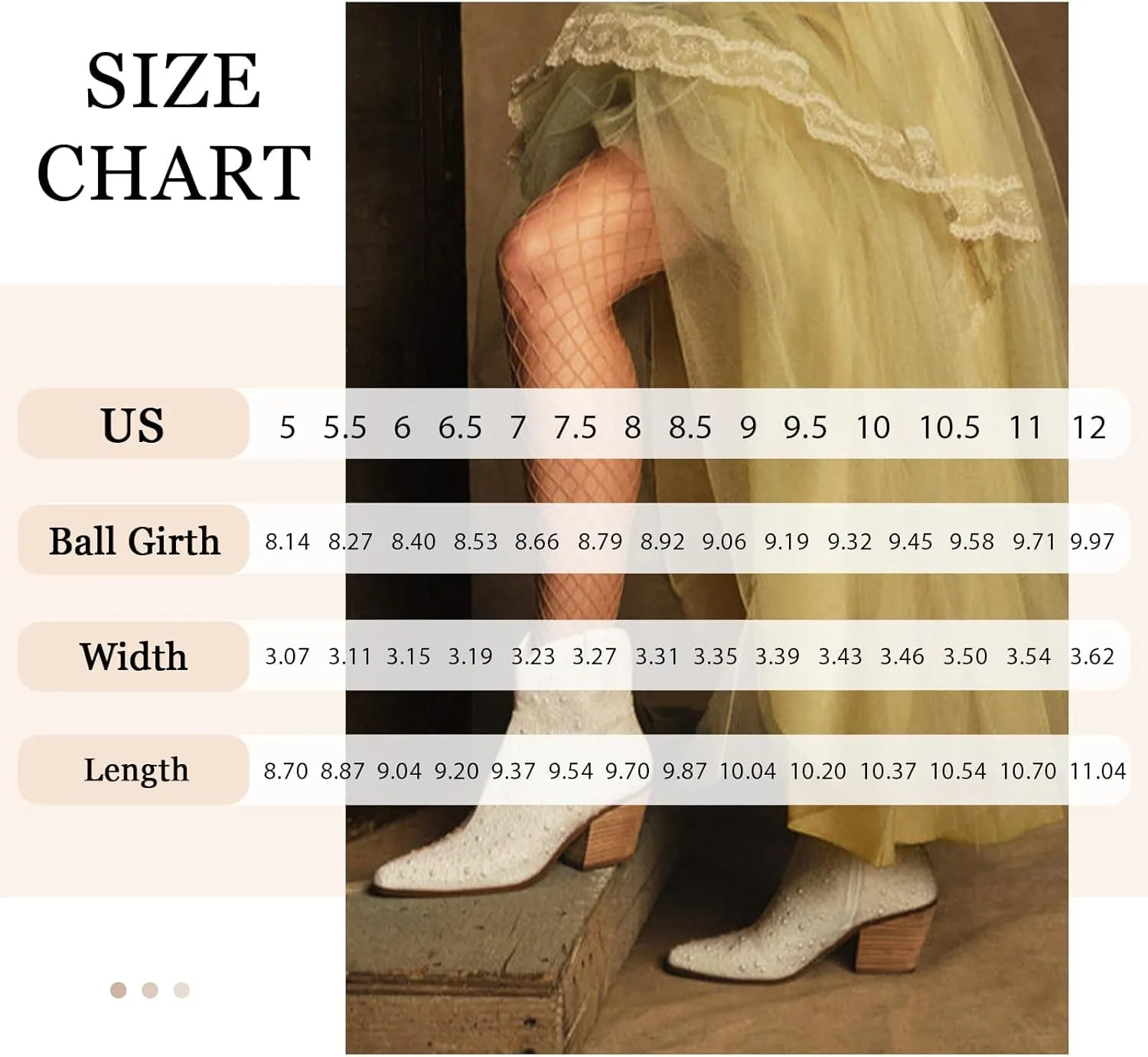 MUCCCUTE Women's Rhinestone Mid Calf Boots Sparkly Block Heel Cowboy Boots Glitter Boots