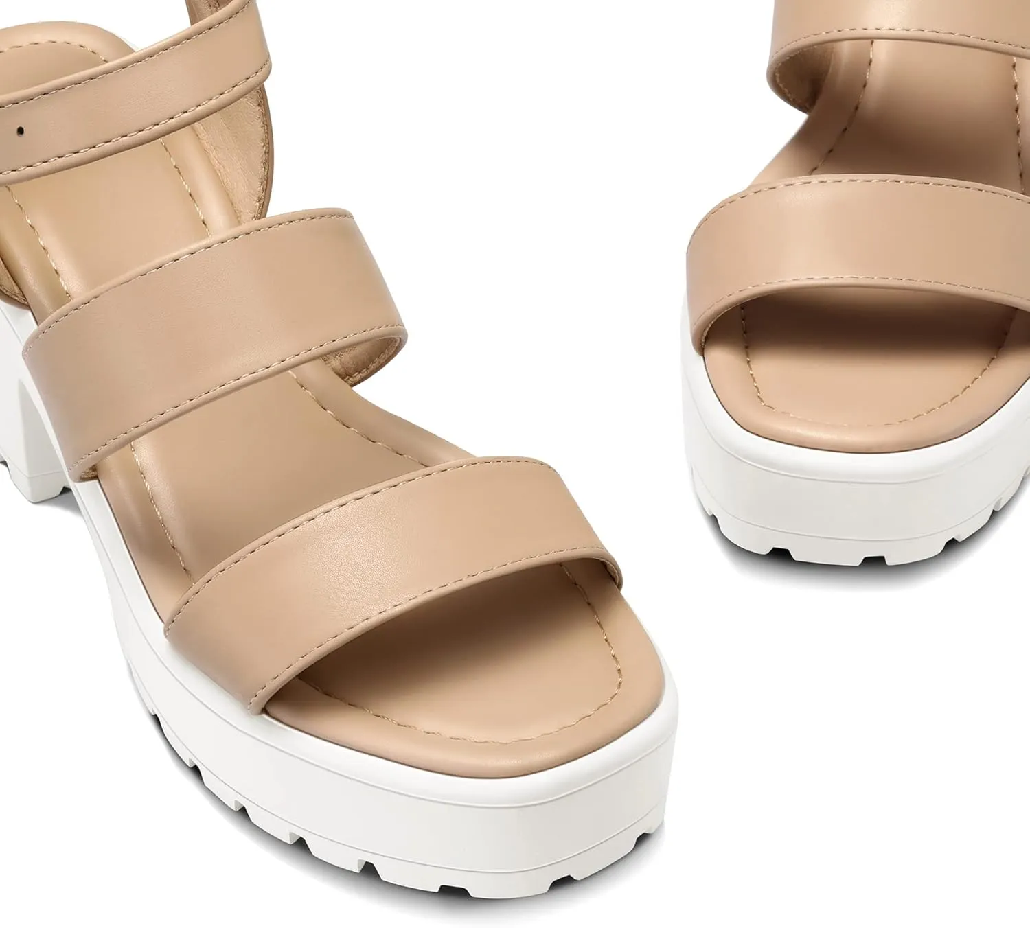 mysoft Women's Platform Sandals Ankle Strap Open Toe Lug Sole 3 Inch Chunky Block Heeled Sandals