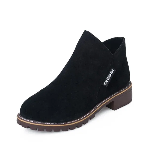NEW Women Martin Boots Autumn Winter Boots Classic Zipper Snow Ankle Boots Winter Suede Warm Fur Plush Women Shoes 35-42