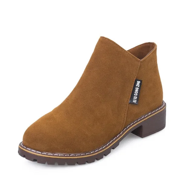 NEW Women Martin Boots Autumn Winter Boots Classic Zipper Snow Ankle Boots Winter Suede Warm Fur Plush Women Shoes 35-42