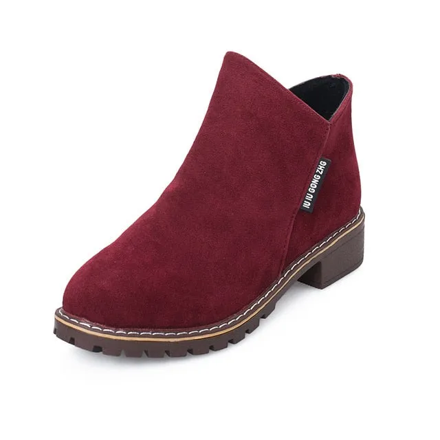 NEW Women Martin Boots Autumn Winter Boots Classic Zipper Snow Ankle Boots Winter Suede Warm Fur Plush Women Shoes 35-42
