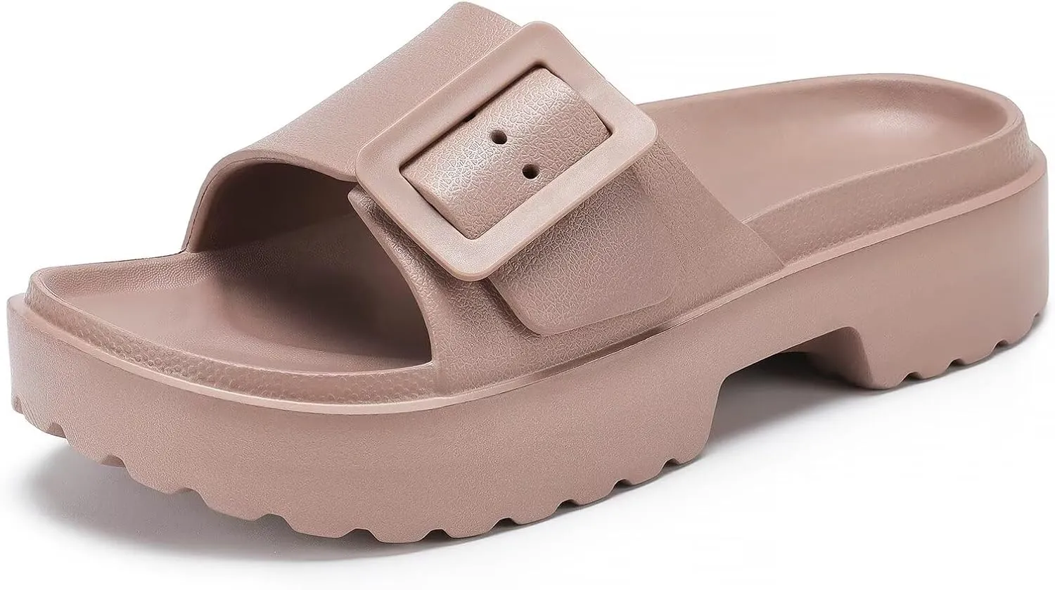 NineCiFun Women's Platform Sandals Low Wedge Sandals Open Toe Slide Sandals With Adjustable Buckle