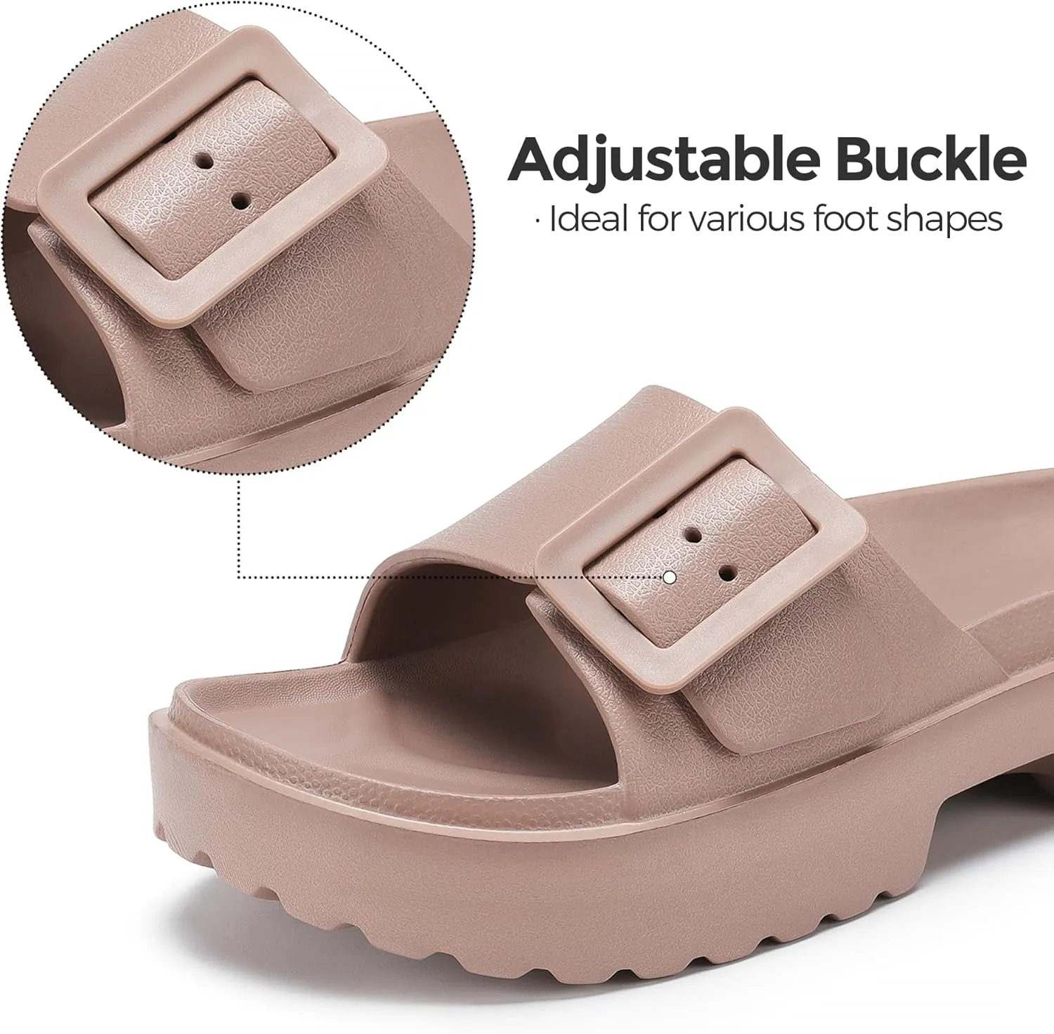 NineCiFun Women's Platform Sandals Low Wedge Sandals Open Toe Slide Sandals With Adjustable Buckle