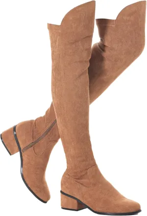 N.N.G Women Over the Knee Boots Thigh High Suede Black Long Block Winter Chunky Above The Knee Pointed toe Boots