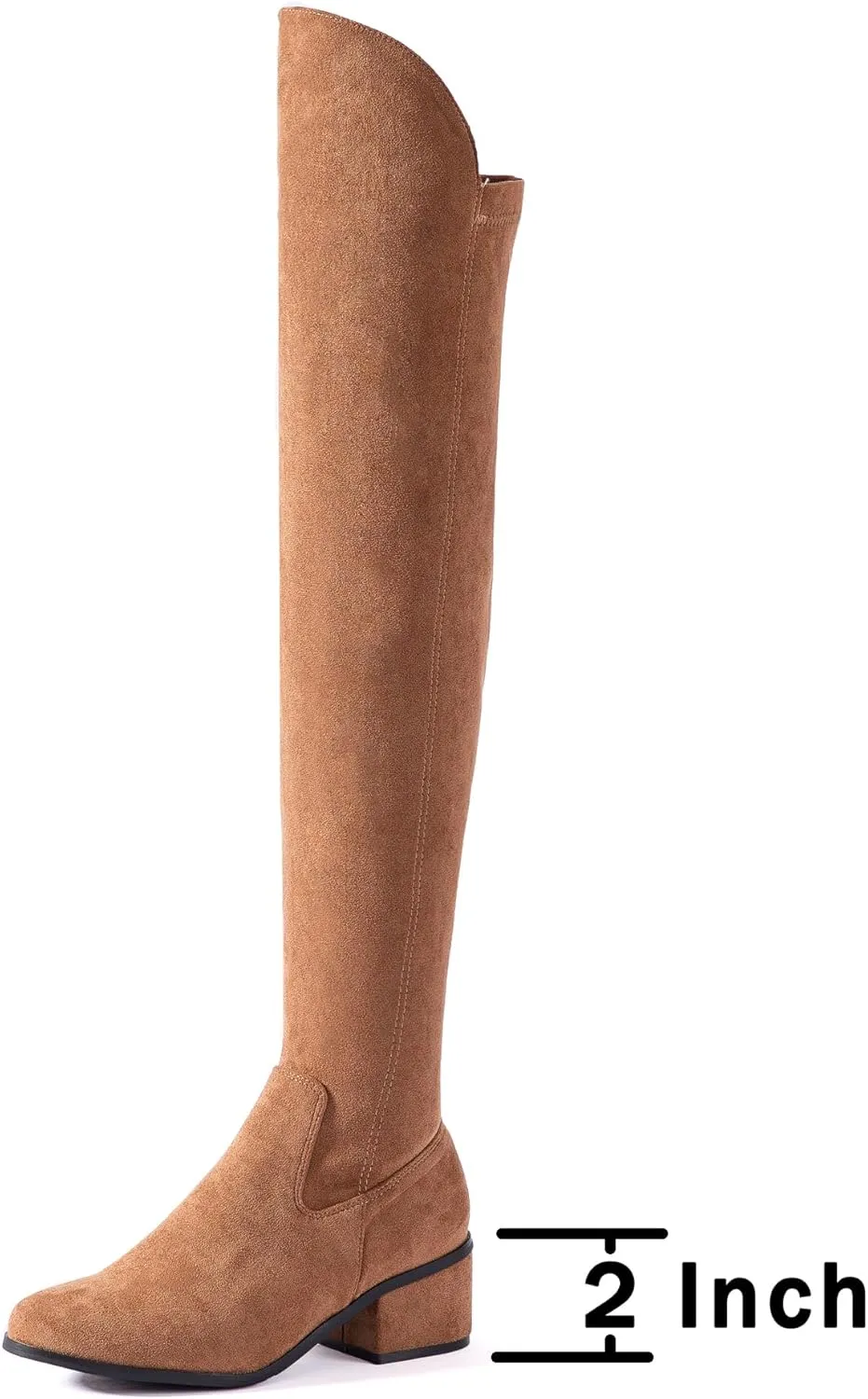 N.N.G Women Over the Knee Boots Thigh High Suede Black Long Block Winter Chunky Above The Knee Pointed toe Boots
