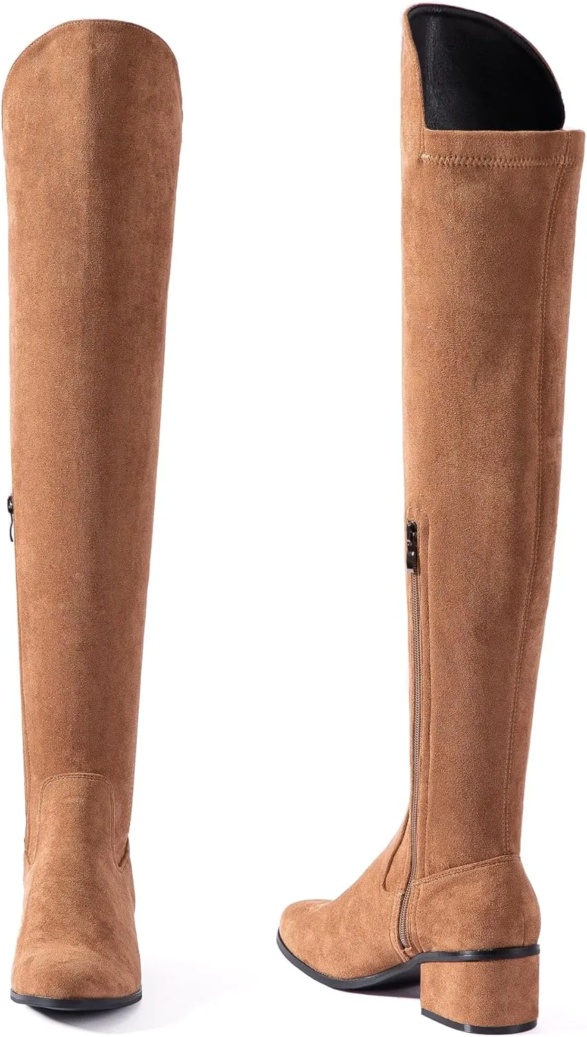N.N.G Women Over the Knee Boots Thigh High Suede Black Long Block Winter Chunky Above The Knee Pointed toe Boots