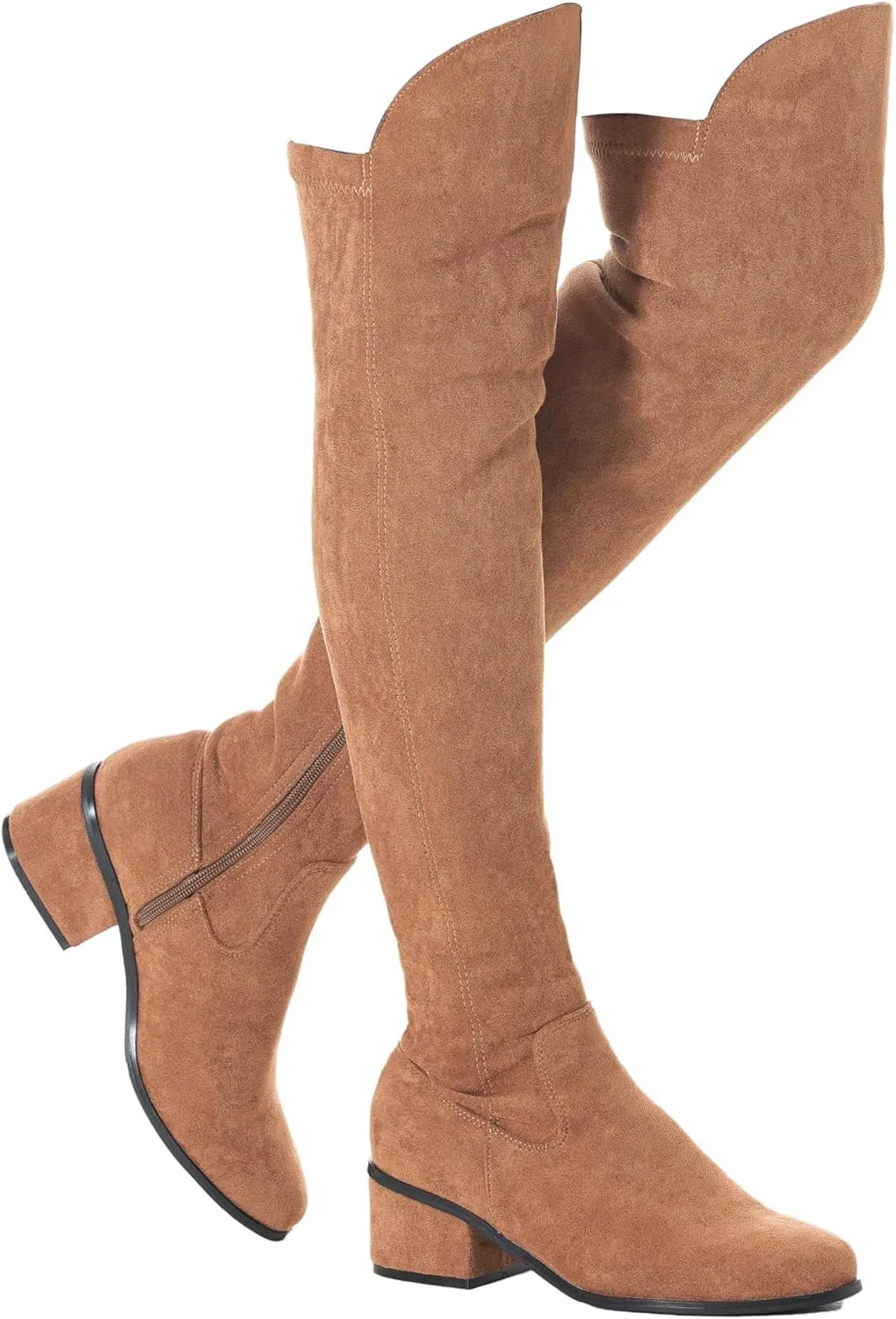 N.N.G Women Over the Knee Boots Thigh High Suede Black Long Block Winter Chunky Above The Knee Pointed toe Boots