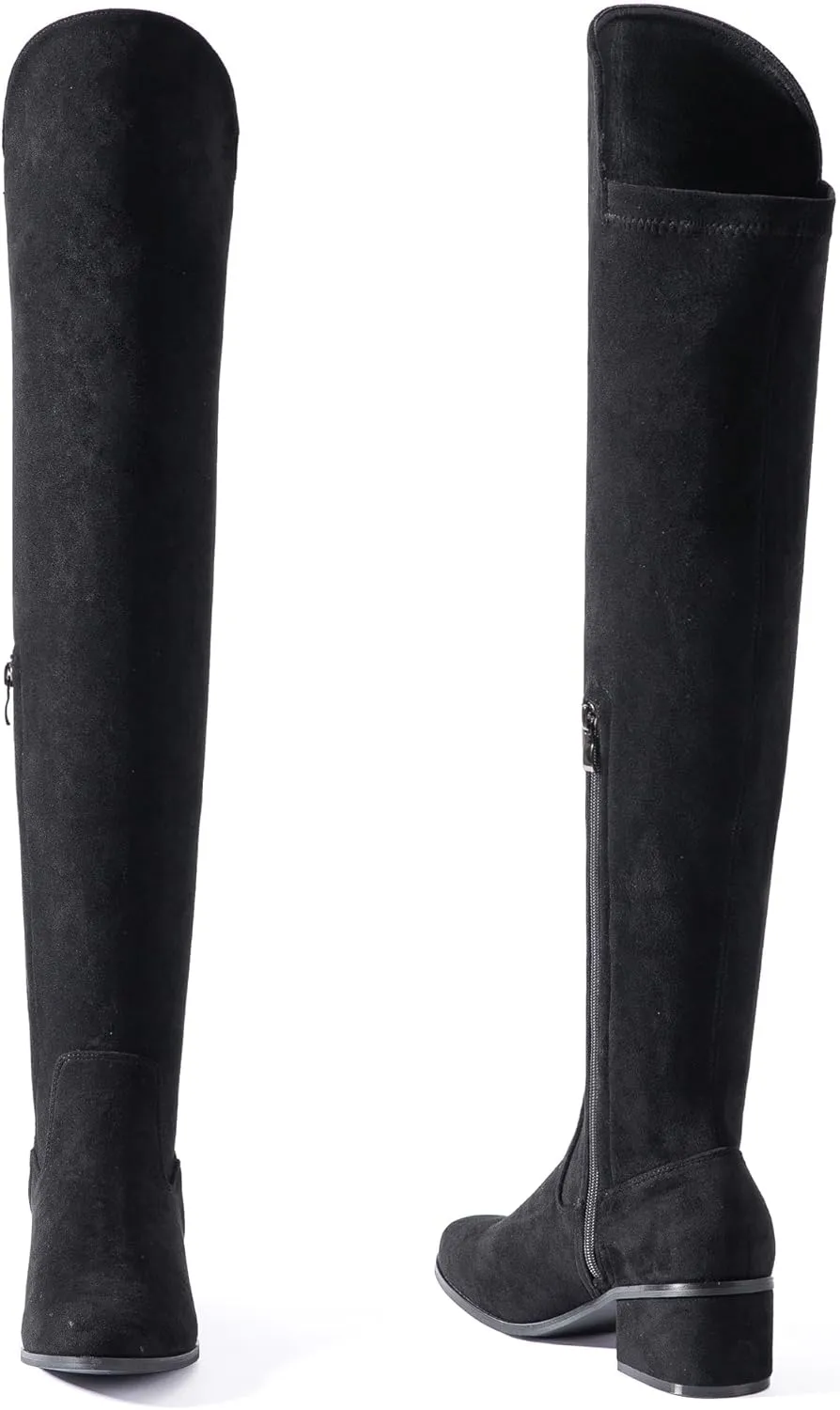 N.N.G Women Over the Knee Boots Thigh High Suede Black Long Block Winter Chunky Above The Knee Pointed toe Boots