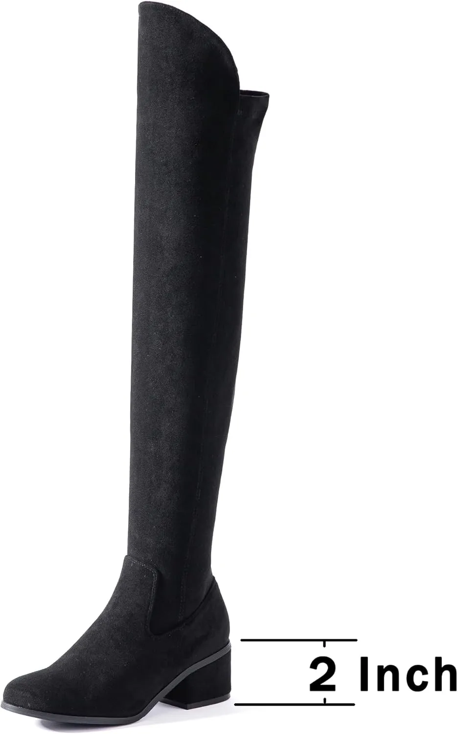 N.N.G Women Over the Knee Boots Thigh High Suede Black Long Block Winter Chunky Above The Knee Pointed toe Boots