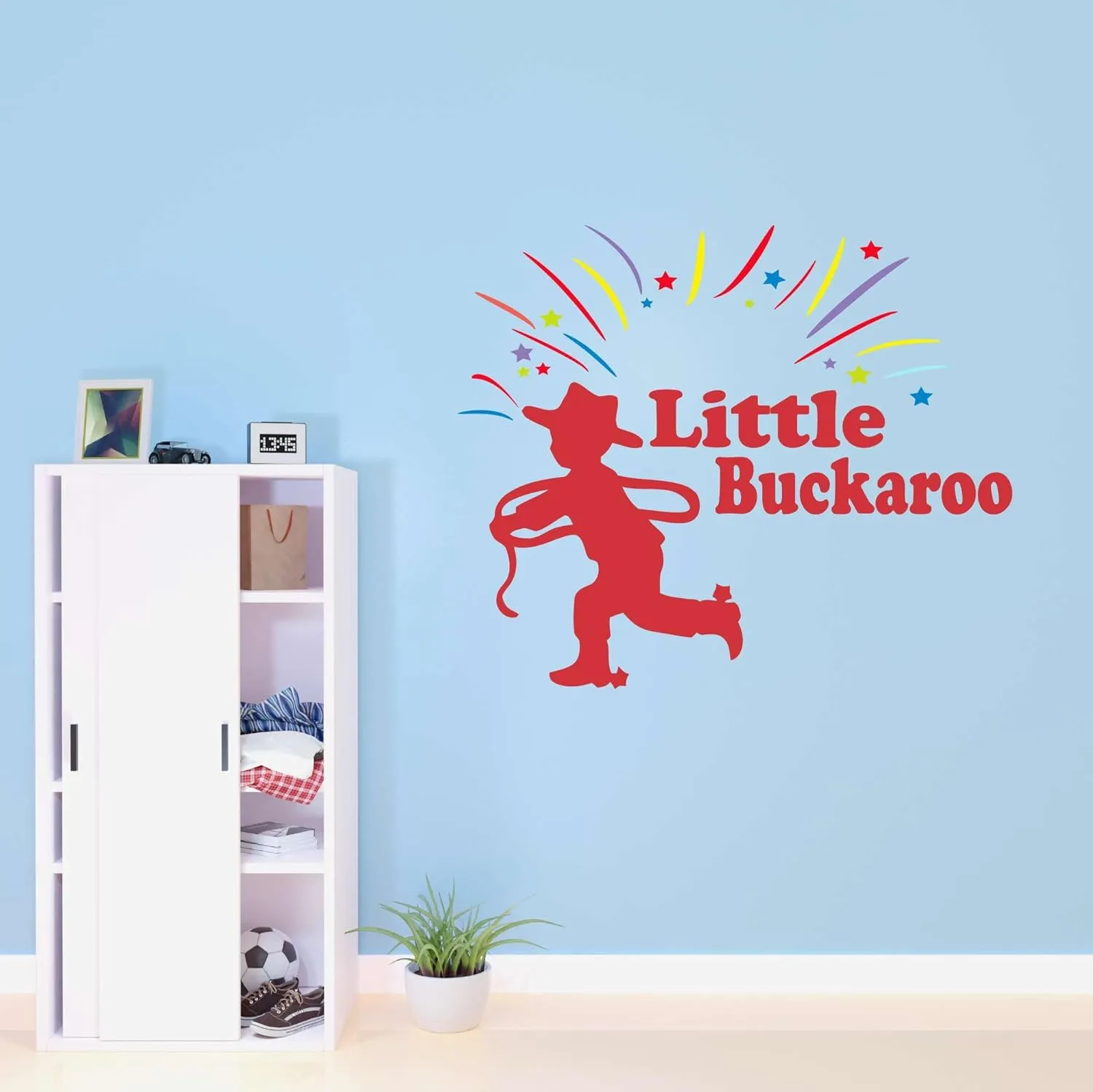 Nursery Little Buckaroo Cowboy Quotes Country Boots Vinyl Wall Decal Wall Art Sticker Designs Vinyl Stickers for Home House Walls Rooms Windows Bedroom Decoration Size (14x14 inch)