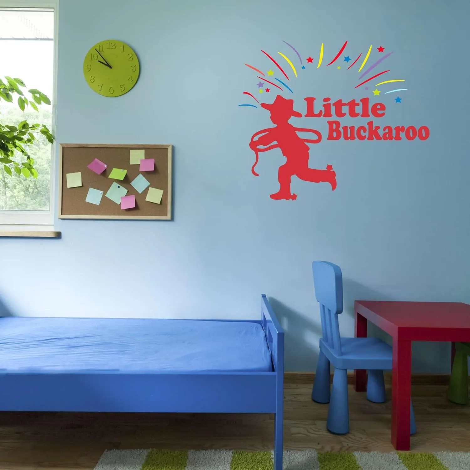 Nursery Little Buckaroo Cowboy Quotes Country Boots Vinyl Wall Decal Wall Art Sticker Designs Vinyl Stickers for Home House Walls Rooms Windows Bedroom Decoration Size (14x14 inch)