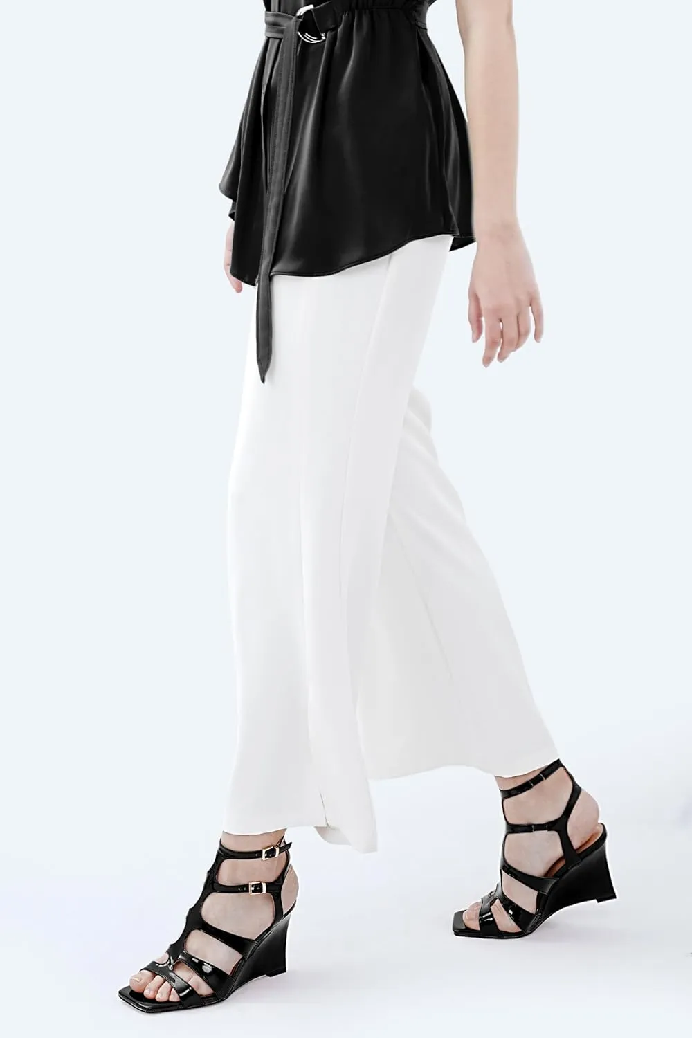 Oh Mispares Gladiator Sandals for Women Square Open Toe T-Strap Wedge Sandals Two Buckle Ankle Strap Heeled Strappy Heels Party Dressy Summer