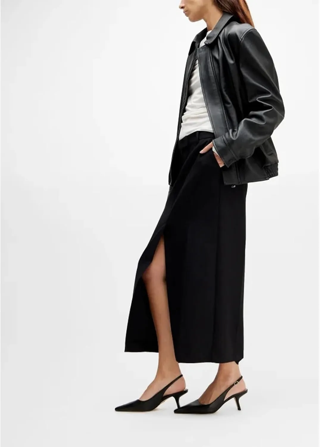 olomisa Slingback Pumps for Women, Kitten Heels with Pointed Toe Low Heel Sandals Ankle Buckle Strap Heels Slip-On Pumps