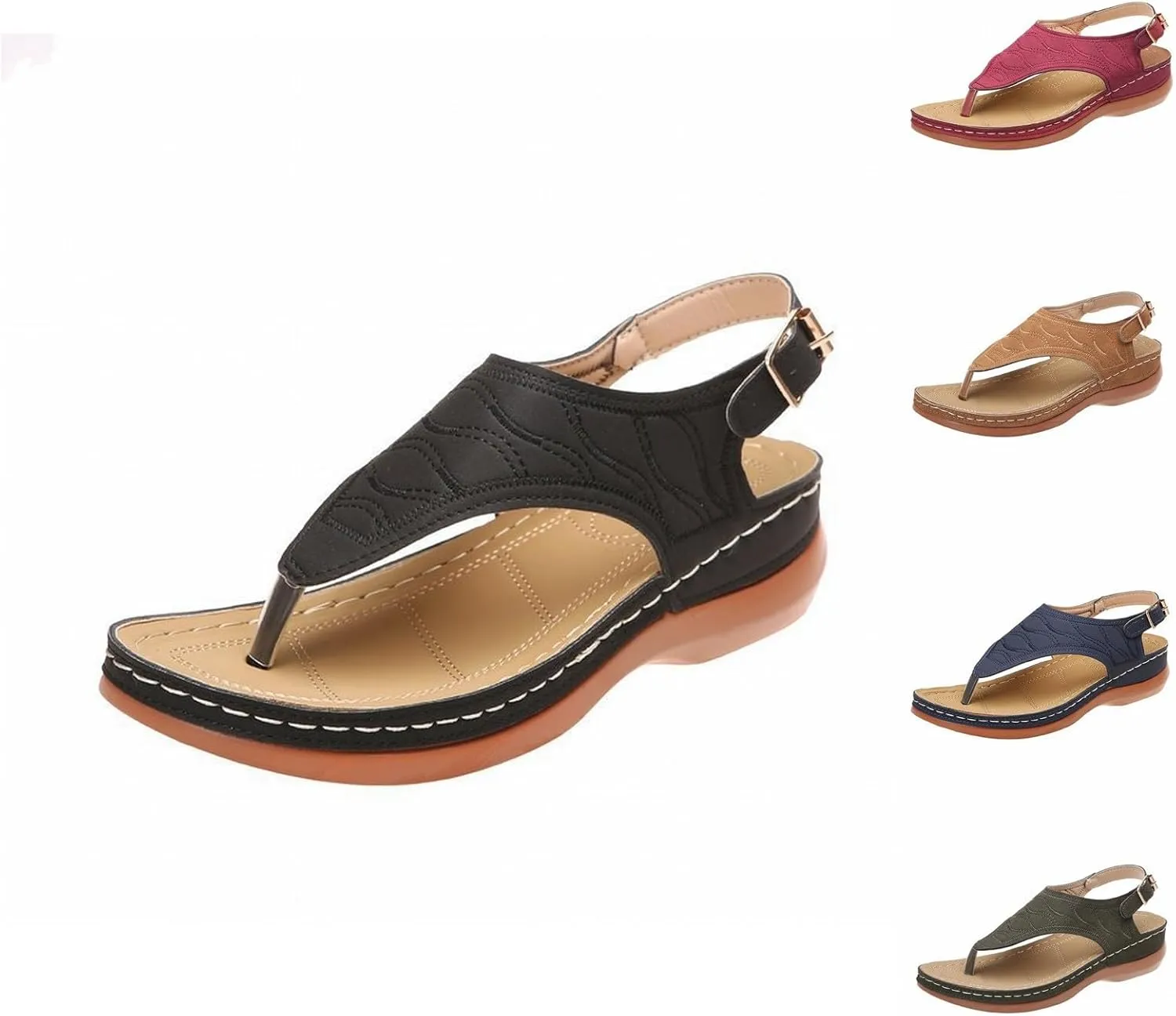 Orthopedic Sandals for Women Sandals Closed Toe Wedge Shoes Dressy Summer Beach Slides Walking Flip Flops for Women Ankle Strap Slip On Platform Sandals Comfortable Womens Orthopedic Sandal