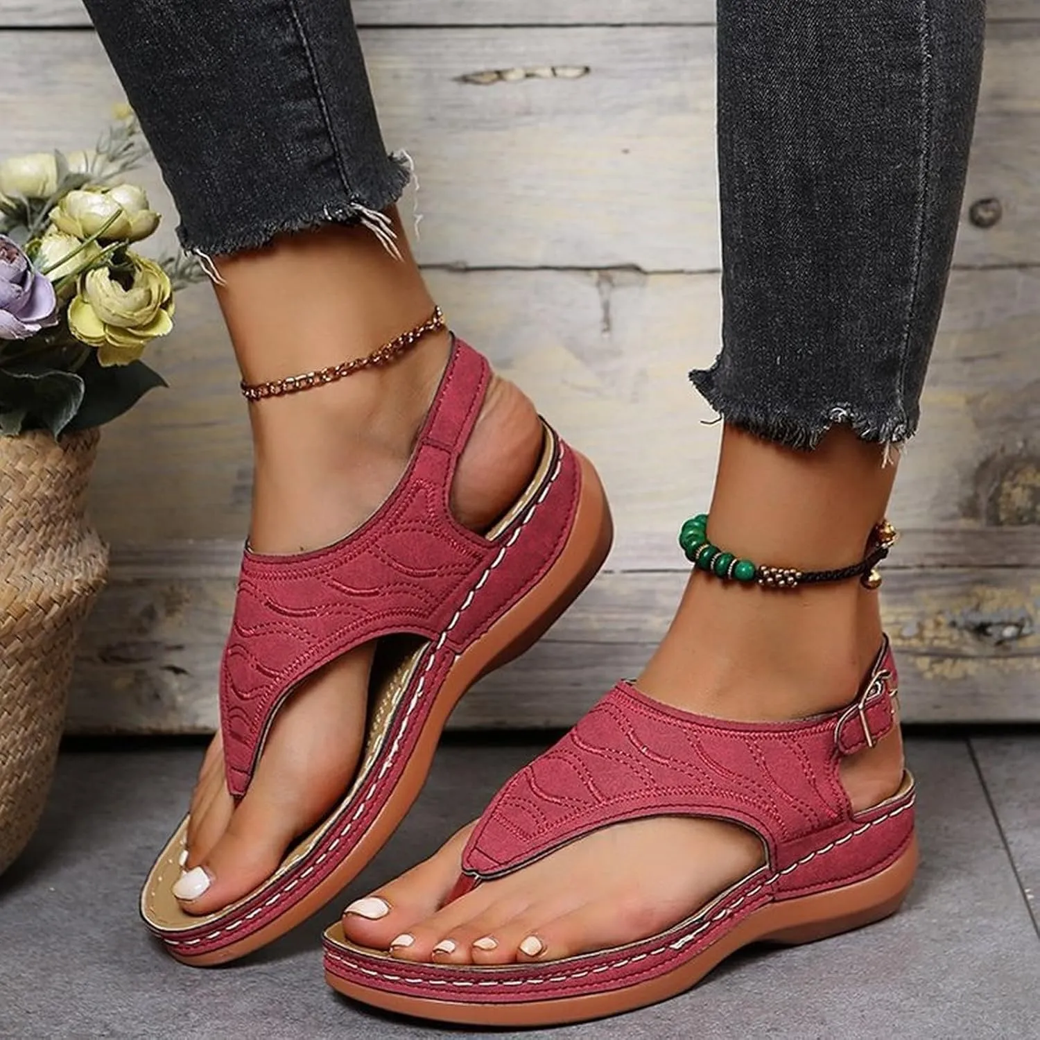 Orthopedic Sandals for Women Sandals Closed Toe Wedge Shoes Dressy Summer Beach Slides Walking Flip Flops for Women Ankle Strap Slip On Platform Sandals Comfortable Womens Orthopedic Sandal