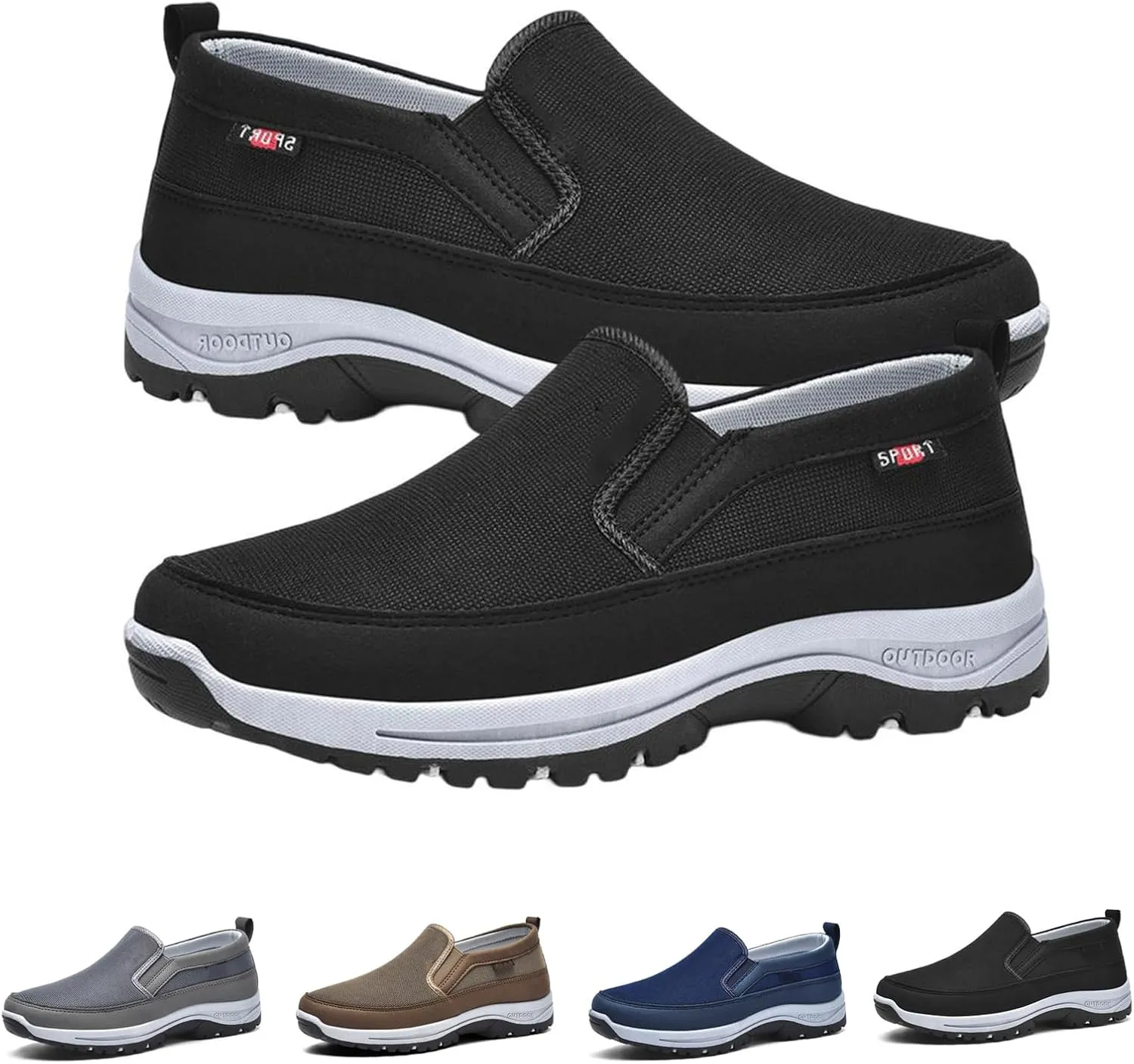 Orthoture Mens Shoes, Men's Arch Support Orthopedic Slip-on Running Hiking Sneakers Comfortable Hiking Loafers
