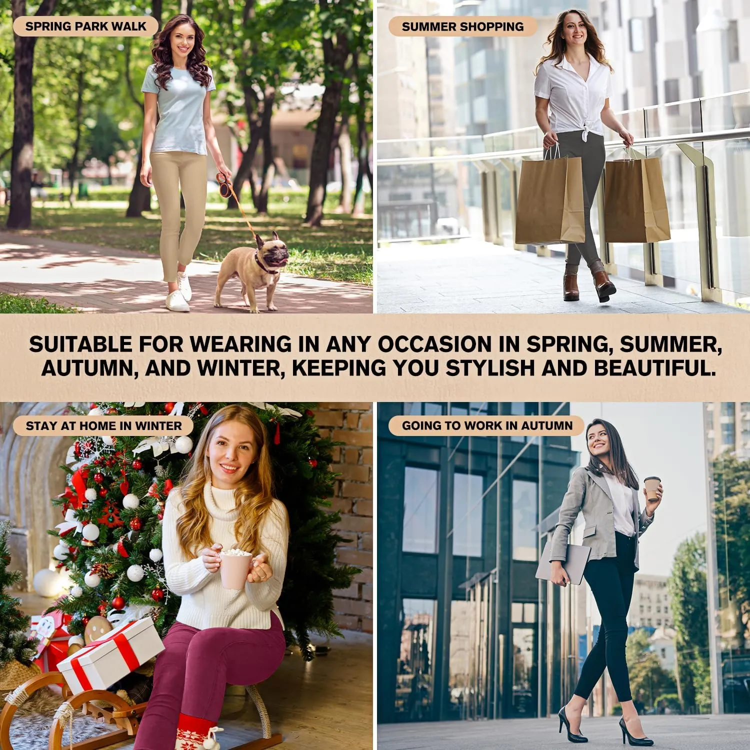 Pants for Women, Comfort Stretch Skinny Slim Dress Pants, Skinny High Waist Pull on Pants with Pockets…