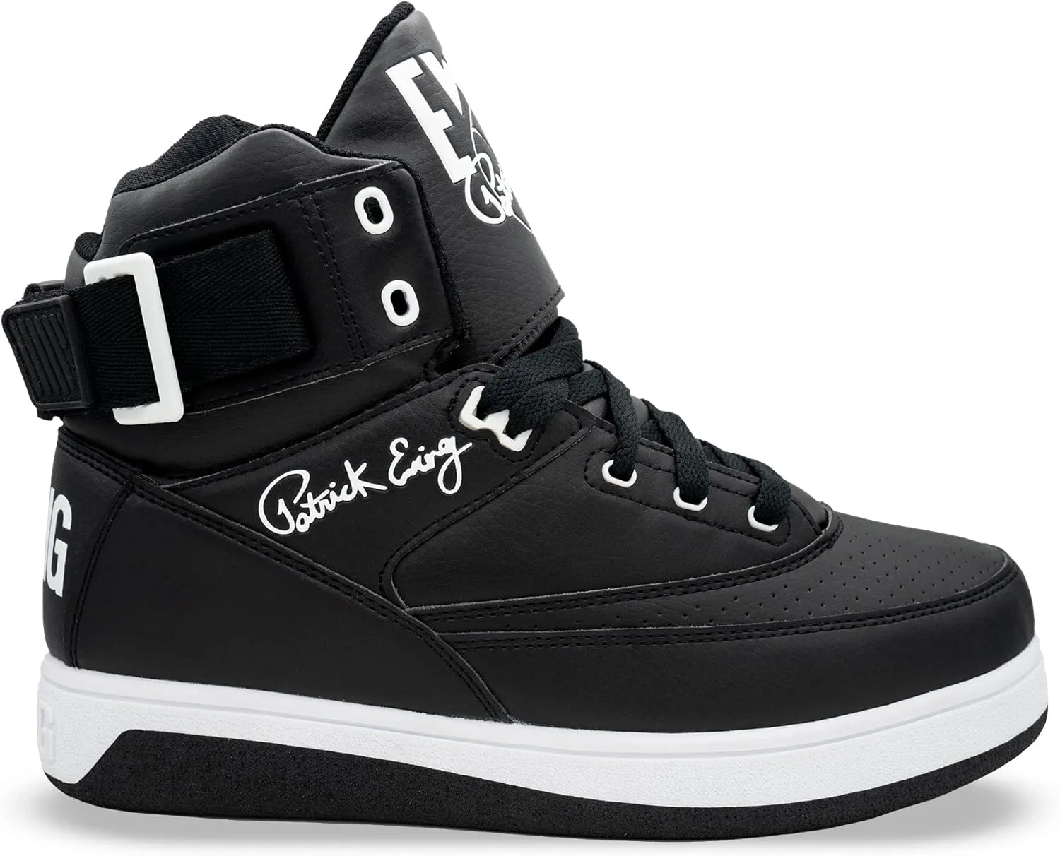 PATRICK EWING Athletics 33 HI x Orion Hybrid Sneakers for Men - High Top, Leather, Black/White, Comfortable & Durable, Size 10