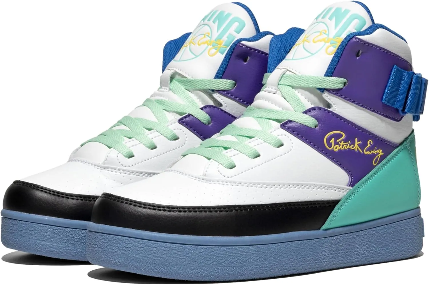 PATRICK EWING ATHLETICS Kids Grade-School 33 HI ORION Basketball Shoes – White/Purple, Retro Hybrid Design
